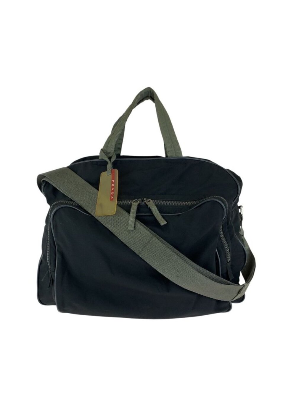 Prada Sports Line 2-Way Black Silver Nylon Boston Bag